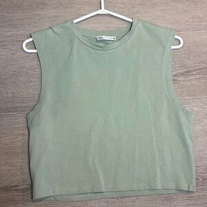 Zara Sage Green Muscle Tee